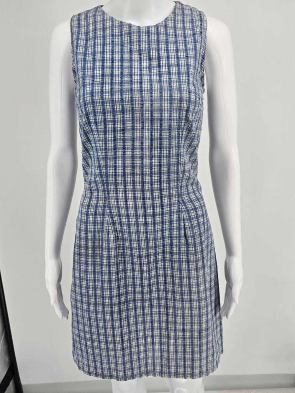 Vintage 1990s Tart Cotton Plaid Made in USA Sleeveless Shift Dress (XS/2)